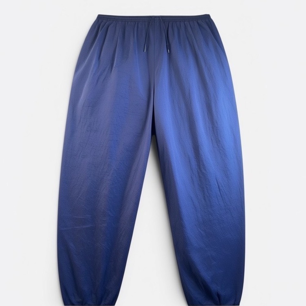 Nike Track Pants Mens Large Navy Blue Vintage Crinkle Nylon Zipper Ankle Joggers